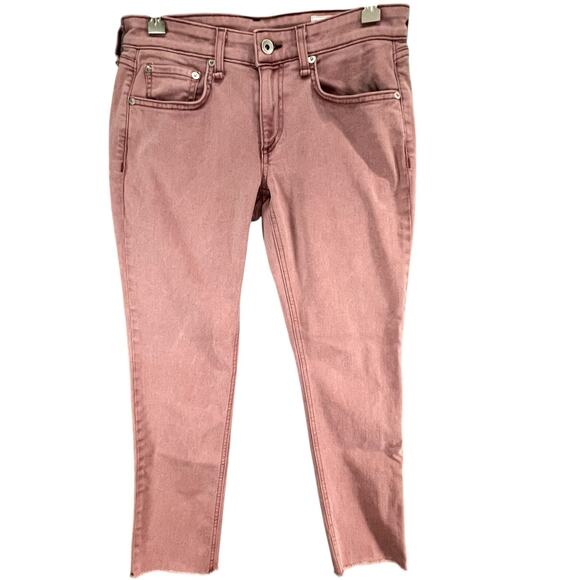 Rag & Bone Dre Boyfriend Jeans Women 24 Light Plum Raw Hem Slim Low Rise Stretch - Picture 2 of 16